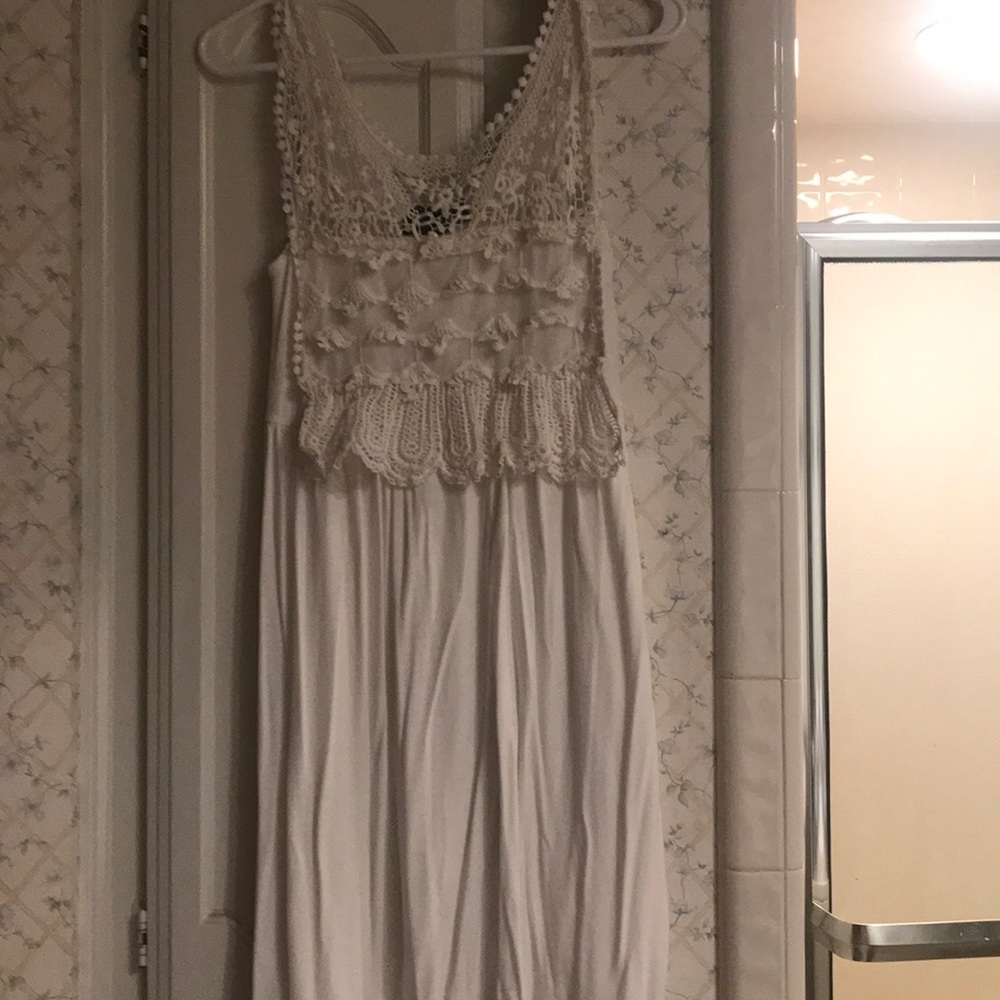 White lace and crochet dress